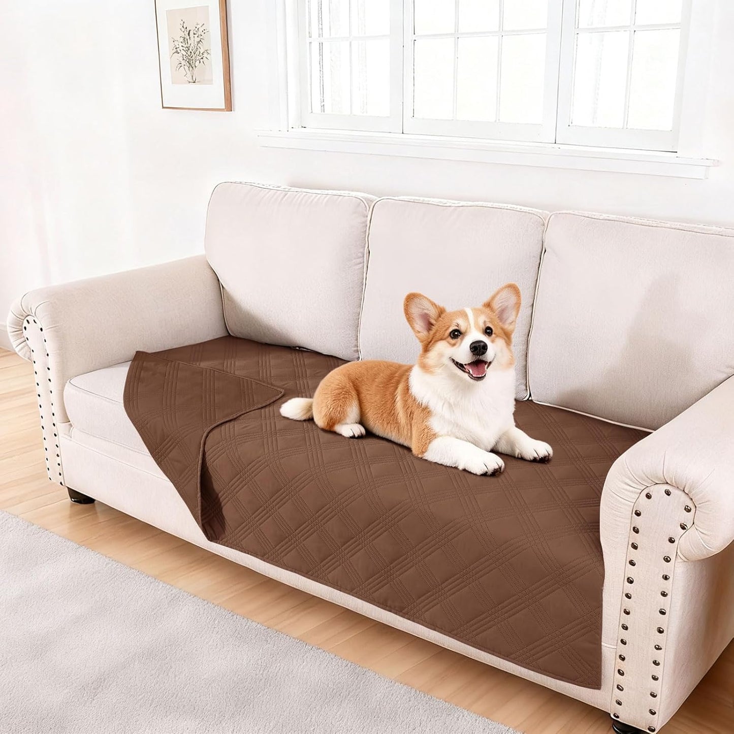 hyha Waterproof Dog Bed Blanket, Soft Pet Blankets, Waterproof Couch Cover for Dogs, Reversible Sofa Covers Washable for Furniture (30x70 Inch, Grey/Dark Grey)