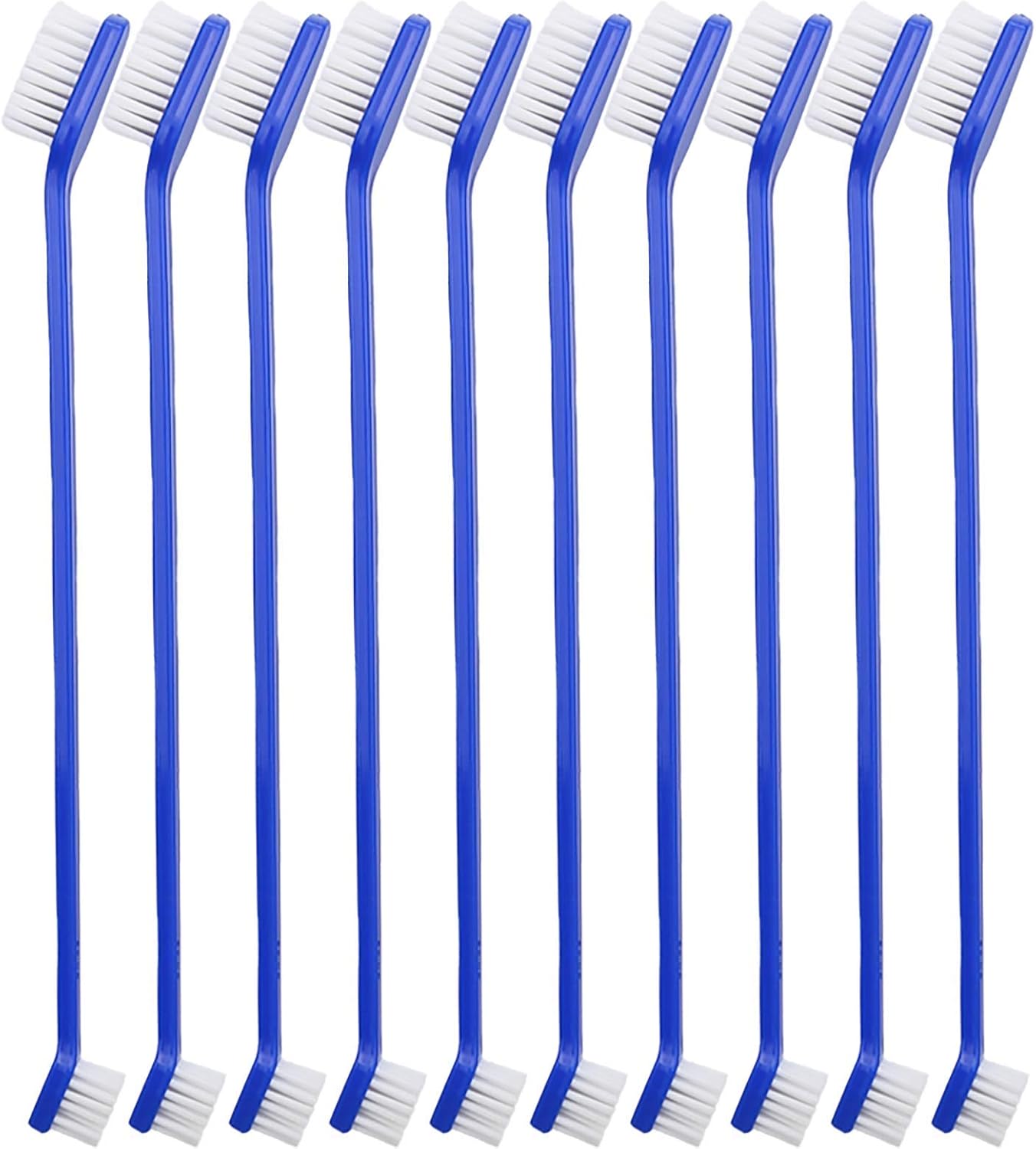 Newday 50 Pack Dual Ended Long Dog & Cat Toothbrush, Pet Safe Super Soft Bristles for Pet Dog Puppy Kitten Dental & Oral Care Teeth & Gums, Pet toothbrushes in Box, Bulk Individual polybag (Colorful)