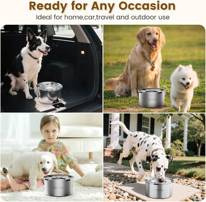 Dog Water Bowl No Spill,3L/101oz Stainless Steel Water Bowl for Dogs, Spill Proof Slow Drinking Dog Water Feeder with Anti-Slip for Medium to Large Messy Drinkers