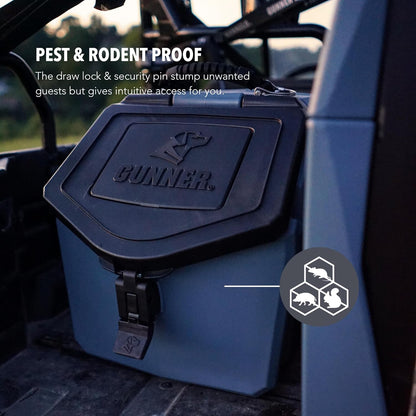 GUNNER 50 lbs Dog Food Storage Container - Waterproof & Airtight Pet Food Bin - Multi-Purpose Container for Dry Food, Corn, Chicken Feed, Treats, Bird Seed, & More - Gunmetal