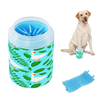 White Ducks Dog Paw Cleaner, Pet Foot Washer Cup with Detachable Body Wash Brush for Small Medium Large Dogs and Cats