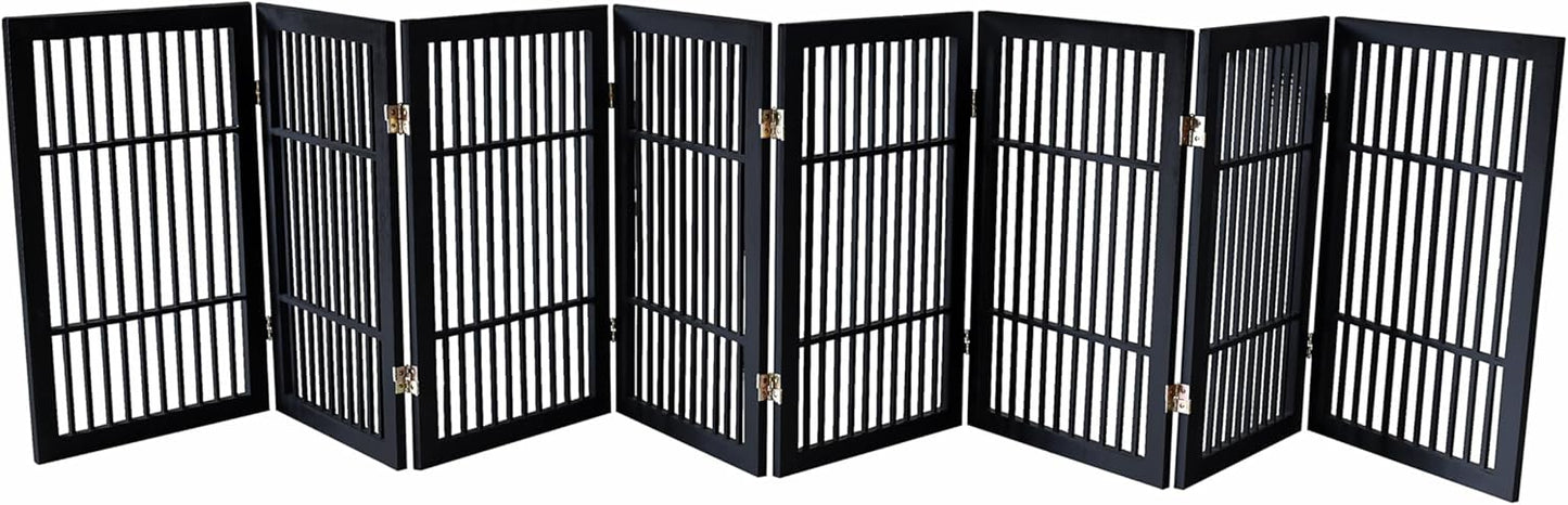 Urnporium Freestanding Wooden Dog Gate for Doorways – Foldable Acacia Wood Pet Gate, No Drill Portable Indoor/Outdoor Puppy Fence Barrier (White Pet Gate, 3 Panel 24" Tall)
