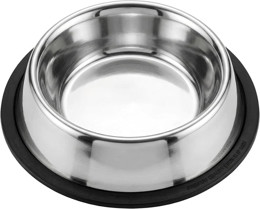 Loving Pets Stainless Steel Non-Tip Dog Bowl – Heavy Duty No Spill Dog Bowl with Removable Rubber Base – Durable, Non-Skid Stainless Steel Dog Food Bowl & Dog Water