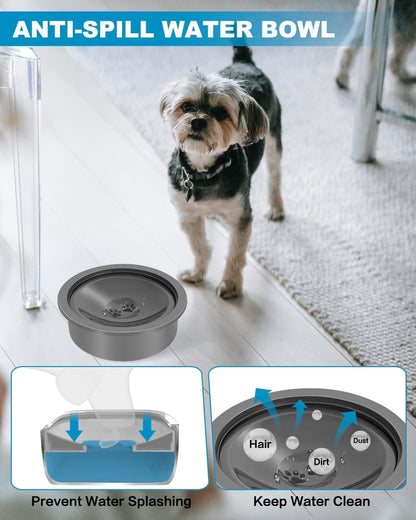 No Spill Water Bowl for Dogs, 30oz Slow Drinking Dog Slobber Stopper, Non Spilling Messy Splash or Drip