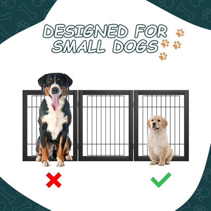Freestanding Dog Gates Indoor, 3-Panel Pet Gates with 2 Metal Stands and 360° Hinge, 24" H Foldable Dog Gate for Stairs, Doorway, Kitchen, Expands Up to 55" Fully Assembled - Black Walnut