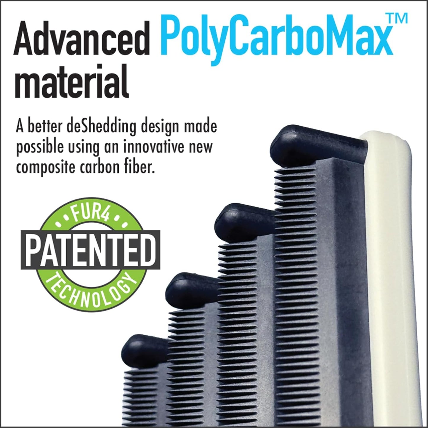 FUR4 deShedding Dog Brush for Long Hair Dogs – Pet Hair Brush with 4 Carbon Fiber Edges – deShedding Tool Removes Loose Fur – Gentle & Effective Dog Grooming Brush for Shedding
