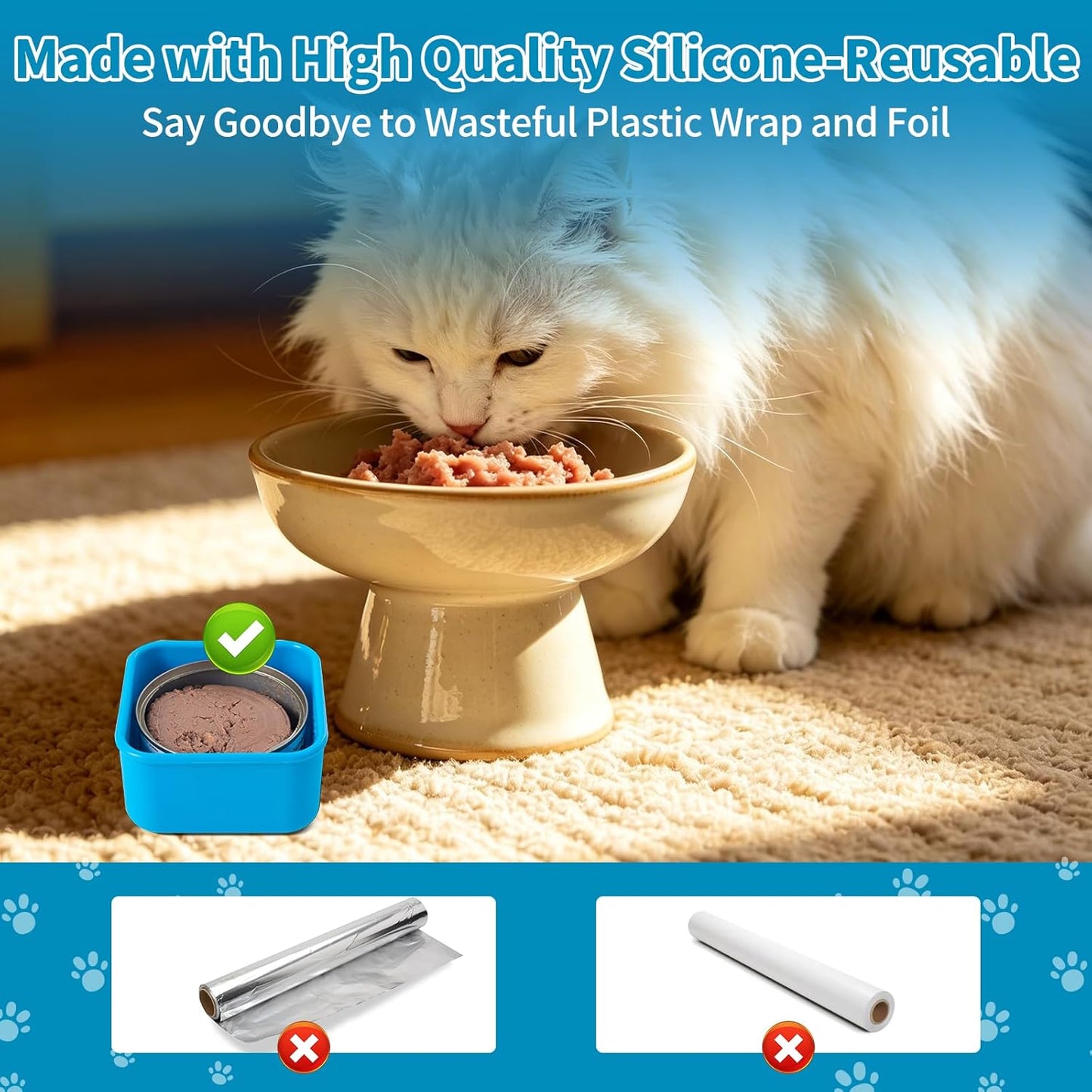 SLSON Cat Can Cover 5.5 oz Canned Food Storage Container, 2Pack Silicone Can Sealer with Airtight Lids Compatible with 5.5oz Friskies & 3.5oz Cesar Pet Cans for Fridge to Keep Fresh (Beige and Grey)