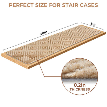BAGAIL 15 Pack Non-Slip Stair Treads for Wooden Steps, 8"x30" Peel and Stick Carpet Stair Runners, Machine Washable Indoor Step Covers with No-Residue Adhesive for Dogs, Kids & Elderly - Dark Gray