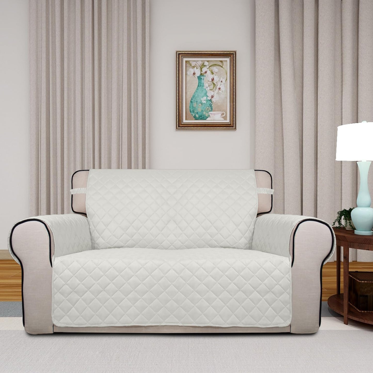 PureFit Reversible Quilted Sofa Cover, Water Resistant Slipcover Furniture Protector, Washable Couch Cover with Non Slip and Elastic Straps for Kids, Dogs, Pets (Sofa, Gray/Light Gray) - Colors A