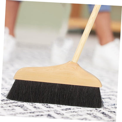 Horsehair Broom with Long Handle Soft Pine Bristles for Indoor Hardwood Floor Tile Surface Cleaning Sweeping Tool 37.00In