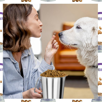 2 Cup Dog Food Scoop 304 Stainless Steel Dog Food Measuring Cups Pet Food Measuring Cups Scoop for Dog,Cat or Bird Food, Injection Molded and Dishwasher Safe