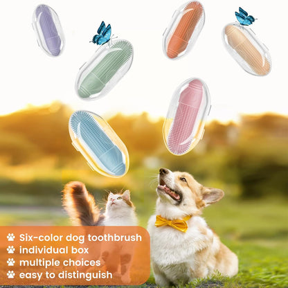 Duckart 4 Pack Dog Toothbrush, 360° Cleaning Finger Brush for Dogs Teeth, Food Grade Silicone Pet Brush Fits Most Fingers, Puppy Toothbrush for Dogs & Cats Dental Care