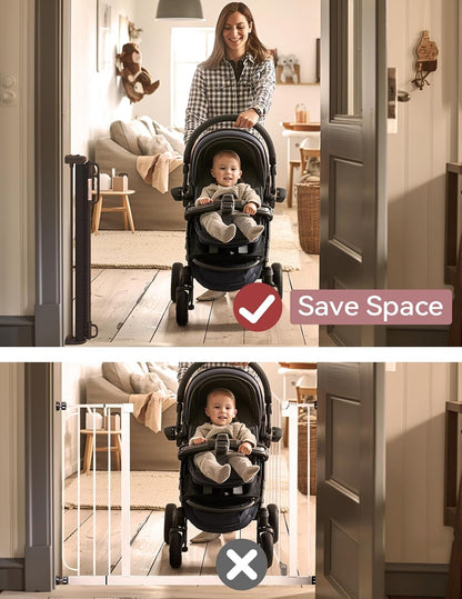 Retractable Baby Gate, Momcozy Extra Wide Mesh Baby Gates for Stairs, 41" Tall, Extends to 71" Wide, Black, Pet Dog Gate for Doorways, Stairs, Hallways, Indoor/Outdoor