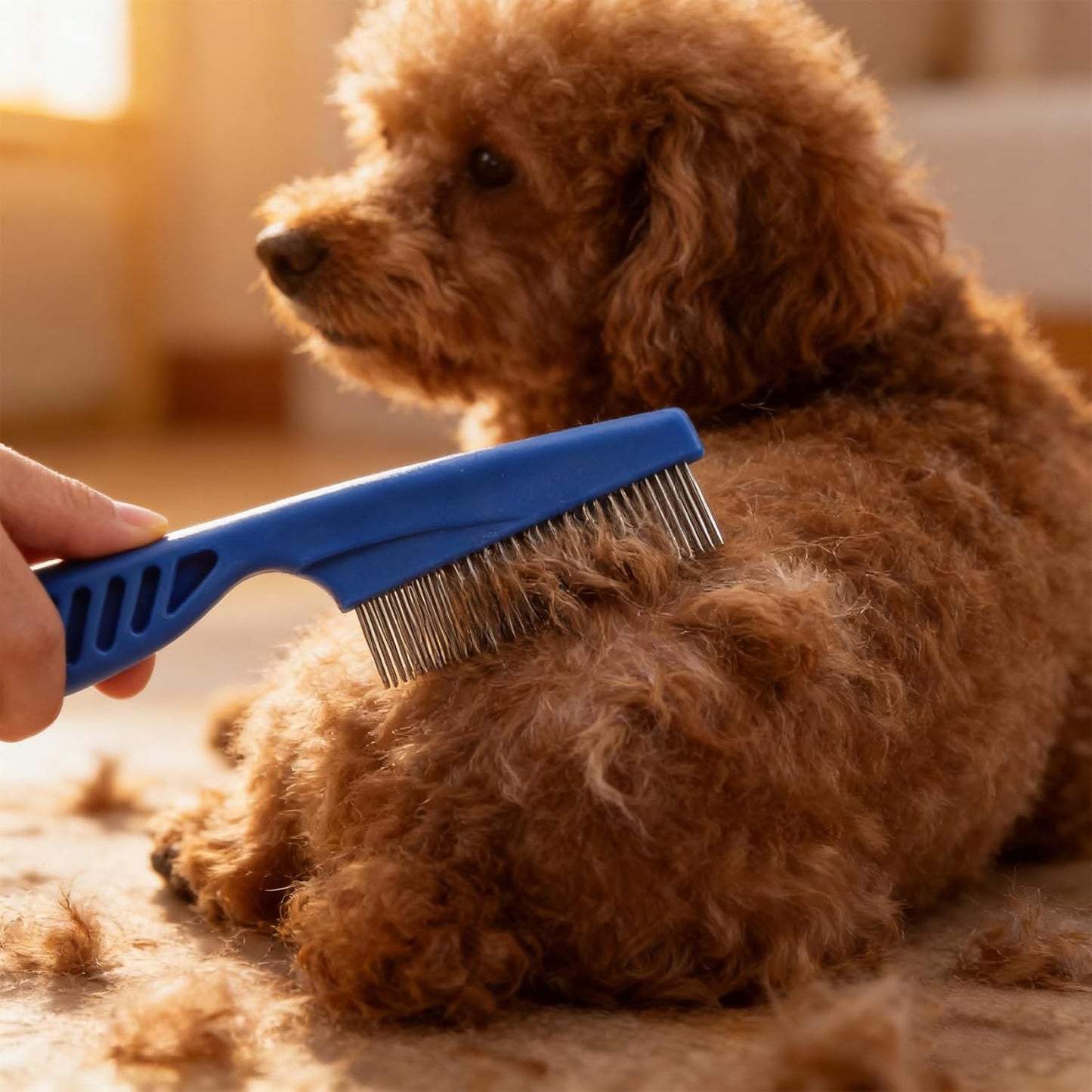 6-Piece Pet Grooming Kit, Stainless Steel Dog & Cat Combs for Flea Removal, Dematting, Shedding & Tear Stain Care, Gentle Detangling Brush for Long/Short Hair Pets kkmilamila