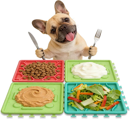 Dog Lick Mat for Training and Boredom Relief, Non-Slip Slow Feeder Puzzle with Suction Cups for All Breed Dogs and Cats, Dishwasher Safe Pet Dish for Dry and Wet Food