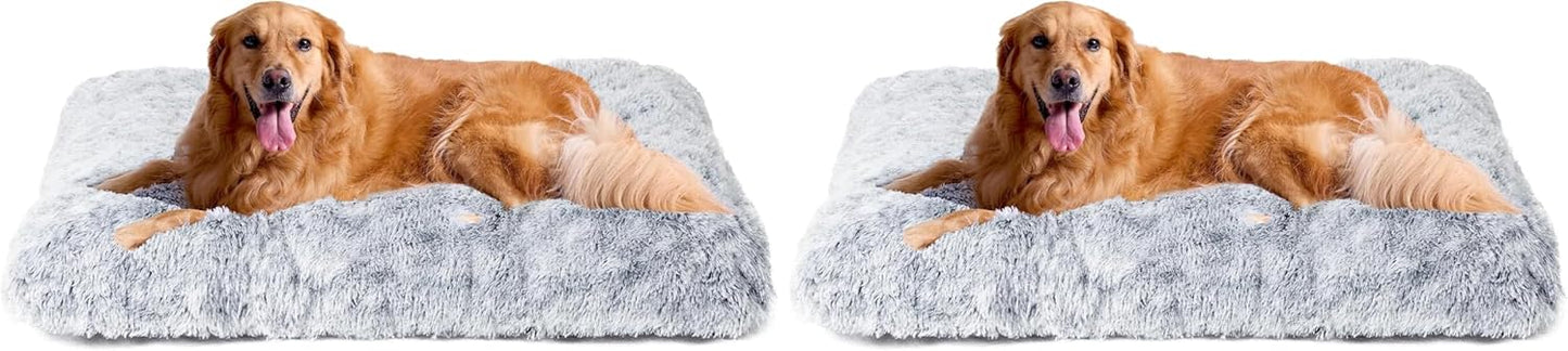 EHEYCIGA Fluffy Dog Crate Bed for Medium Dogs, Plush Faux Fur Crate Pad, Calming Anti Anxiety Medium Dog Bed, Washable Soft Warm Crate Mat with Non-Slip Bottom