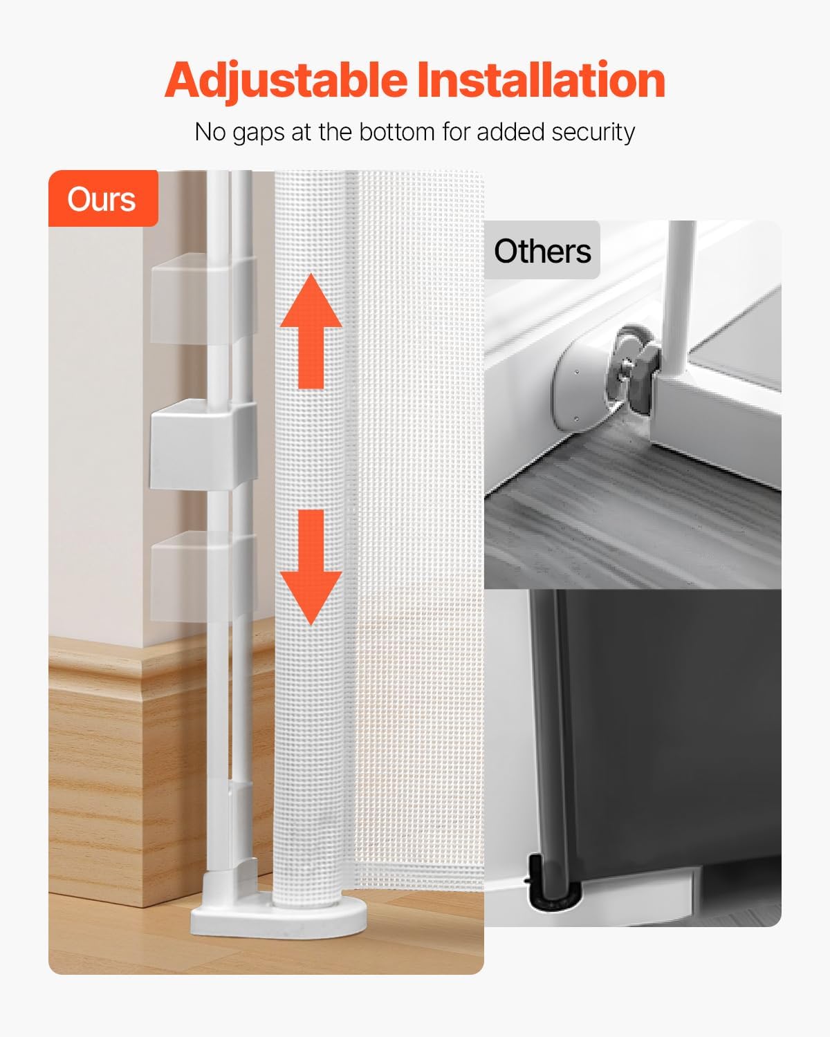 VEVOR Retractable Baby Gate, 34 inch Tall, Extends up to 110 inch Wide, Retractable Gate for Kids or Pets, Mesh Material, Easy to Install for Indoor Stairs, Doorways, Hallways, Playrooms, Gray