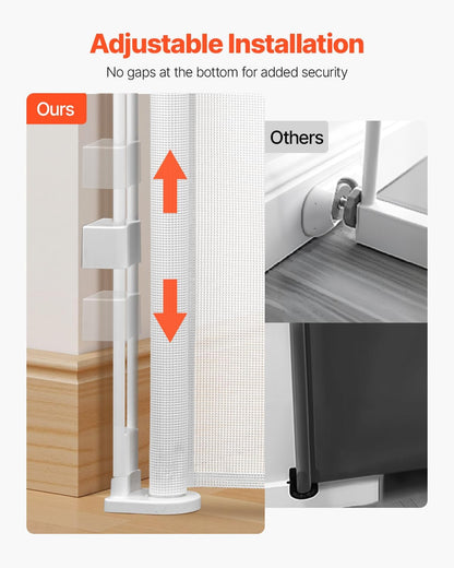 VEVOR Retractable Baby Gate, 34 inch Tall, Extends up to 110 inch Wide, Retractable Gate for Kids or Pets, Mesh Material, Easy to Install for Indoor Stairs, Doorways, Hallways, Playrooms, Gray