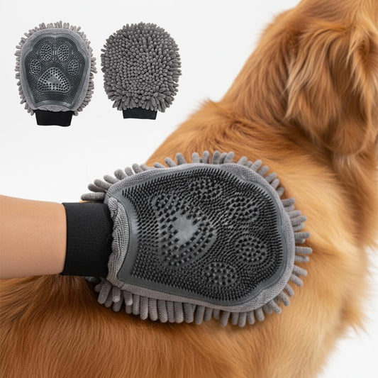 Muddy Mat® Dog Washing Gloves – Dual-Sided Pet Grooming Mitt with TPR Brush & Chenille Microfiber – Dog Wash Mitt for Bathing, Drying & Dirt Removal – Pet Bath Gloves for All Coat Types