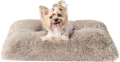 EHEYCIGA Fluffy Dog Crate Bed for Medium Dogs, Plush Faux Fur Crate Pad, Calming Anti Anxiety Medium Dog Bed, Washable Soft Warm Crate Mat with Non-Slip Bottom