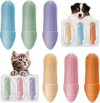 Duckart 4 Pack Dog Toothbrush, 360° Cleaning Finger Brush for Dogs Teeth, Food Grade Silicone Pet Brush Fits Most Fingers, Puppy Toothbrush for Dogs & Cats Dental Care
