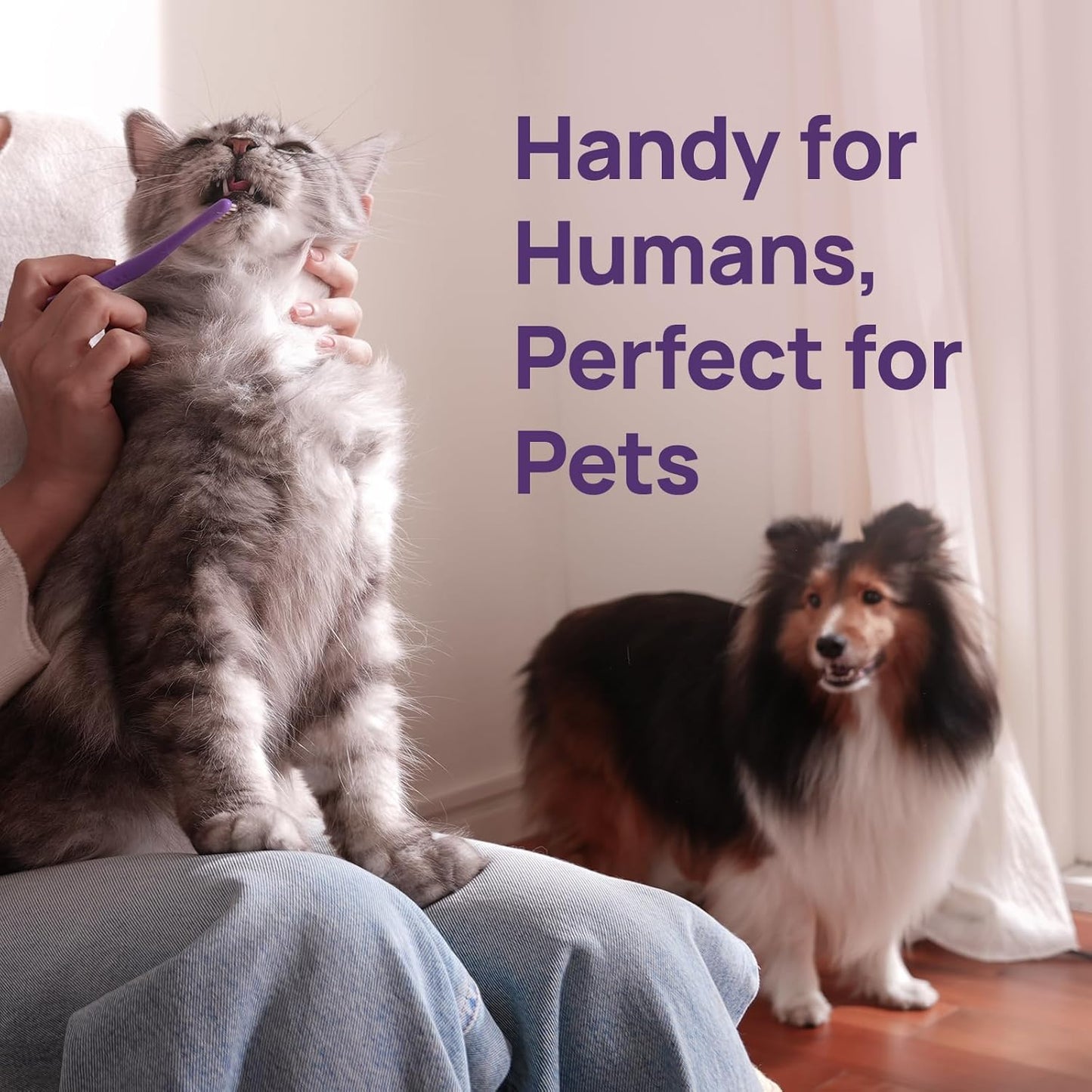 HICC PET Toothbrush for Cats & Small Dogs, Vet-Recommended Ergonomic Pet Toothbrush for Easy Teeth Cleaning, Gentle on Gums, Cat & Dog Dental Care, Improves Oral Hygiene. Toothpaste Not Included