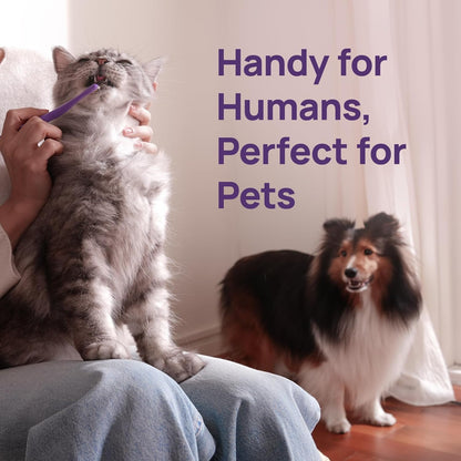 HICC PET Toothbrush for Cats & Small Dogs, Vet-Recommended Ergonomic Pet Toothbrush for Easy Teeth Cleaning, Gentle on Gums, Cat & Dog Dental Care, Improves Oral Hygiene. Toothpaste Not Included