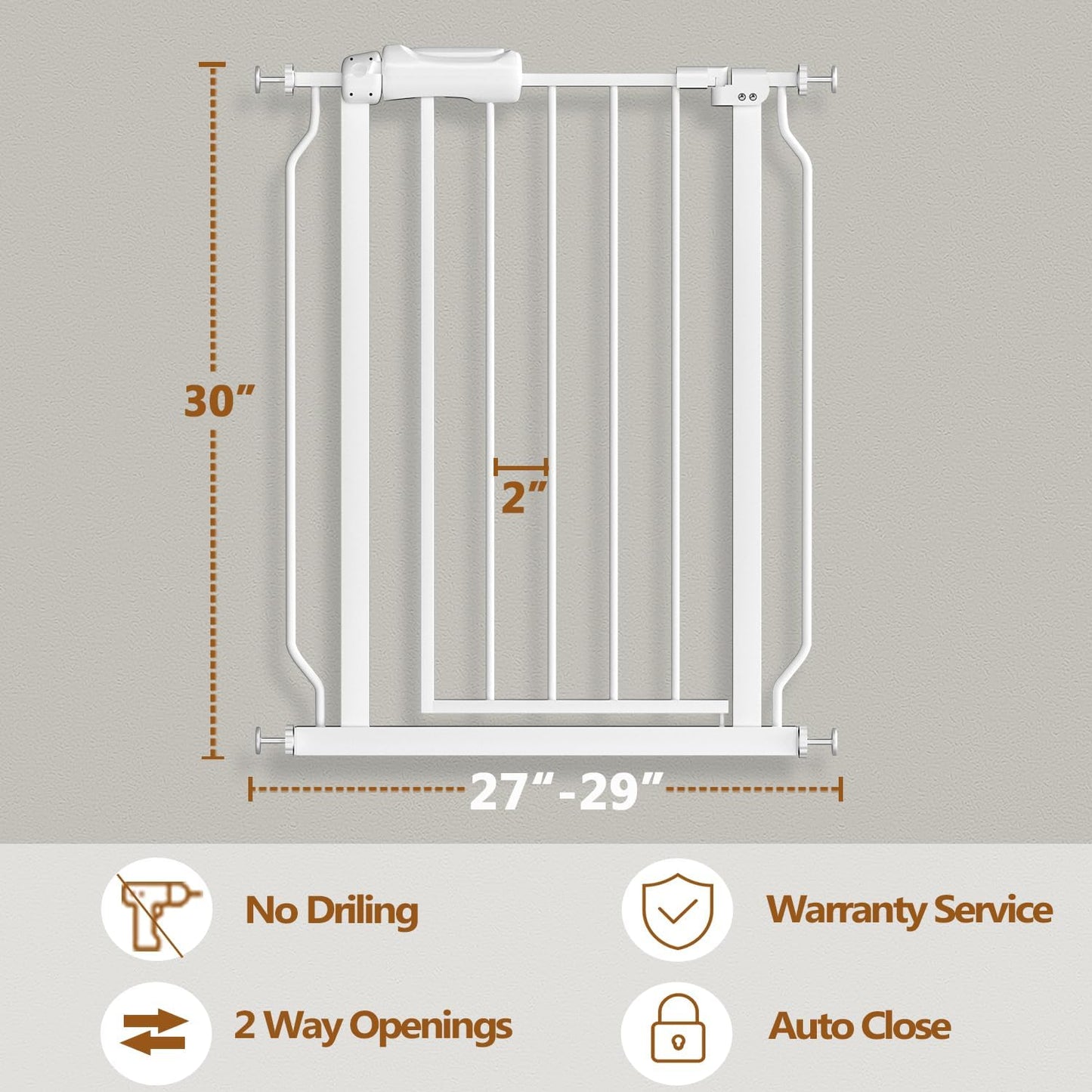 Fairy Baby Extra Wide Baby Gate for Dogs Pressure Monuted Safety Gate for Living Room, Fits 62 Inch to 67 Inch with No Drill Auto Close Dog Gate for Doorways, White