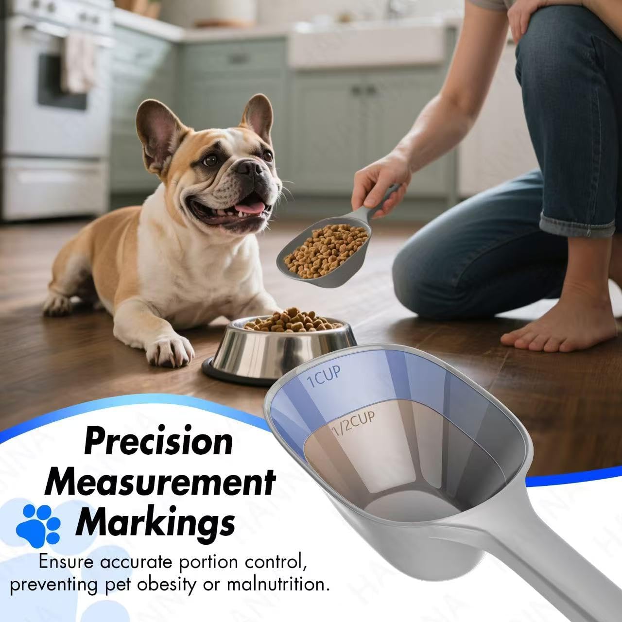 Food Scoop, Cup Capacity Dog Food Scooper With Measuring Lines For Dog, Puppy and Cat Coffee Bean Scoop, Flour Scoop 2 Pack (Grey)