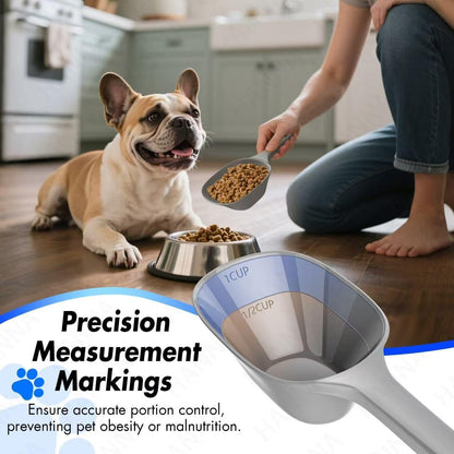 Food Scoop, Cup Capacity Dog Food Scooper With Measuring Lines For Dog, Puppy and Cat Coffee Bean Scoop, Flour Scoop 2 Pack (Grey)