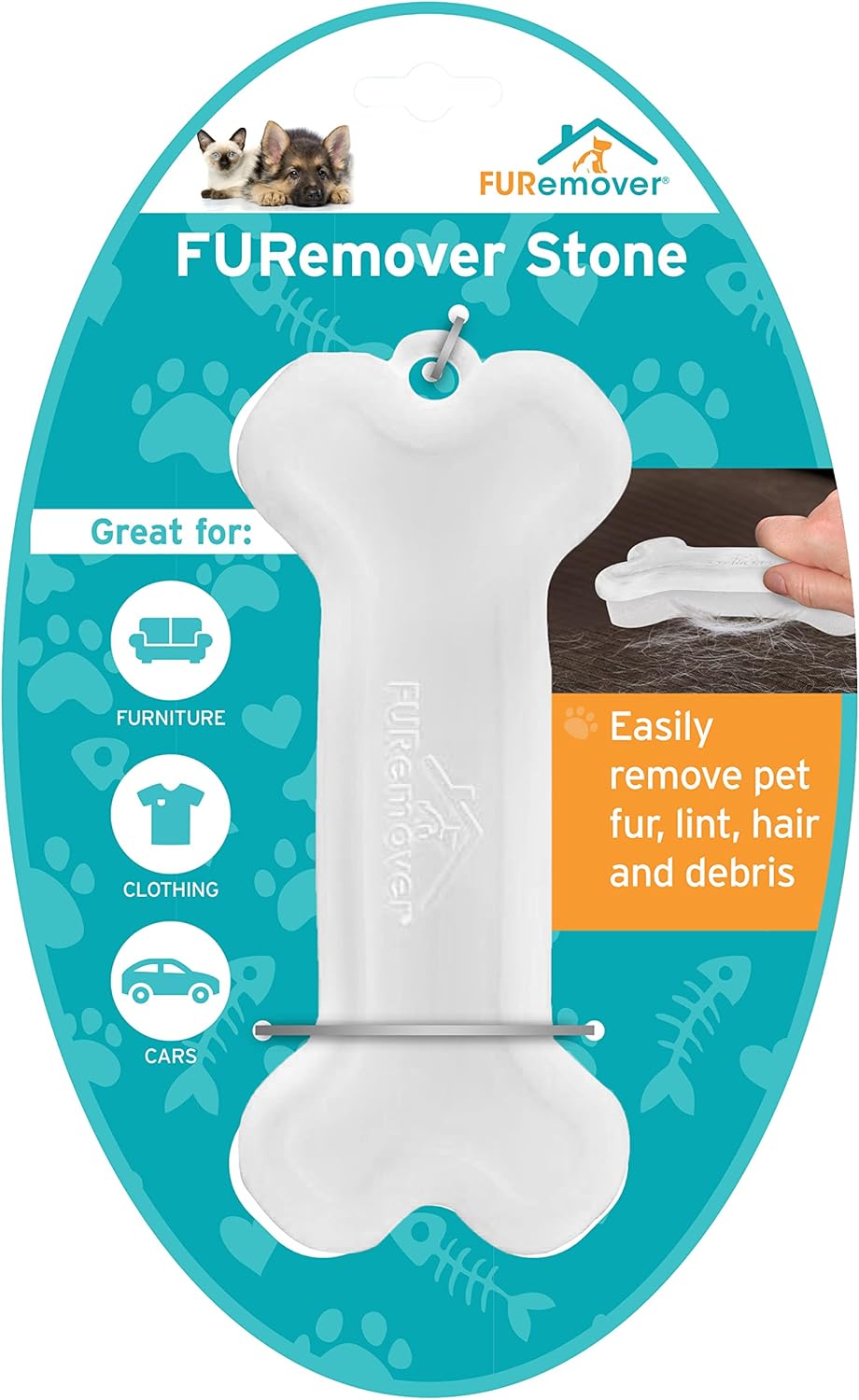 FURemover Duo Pet Hair Rubber Brush, Dual Sided to Easily Remove Fur and Lint from Clothing and Upholstery, Thick Bristles Groom Dogs and Cats, Easy to Clean, Colors May Vary