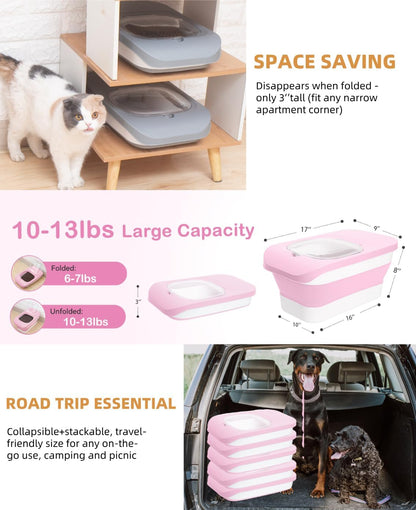 10-13 Lbs Dog Food Stroage Container, Collapsible Dog Food Containers with Airtight Lid, Pet Food Scoop, Pet Food Storage Container Dry Food for Dog, Cat and Other Pets