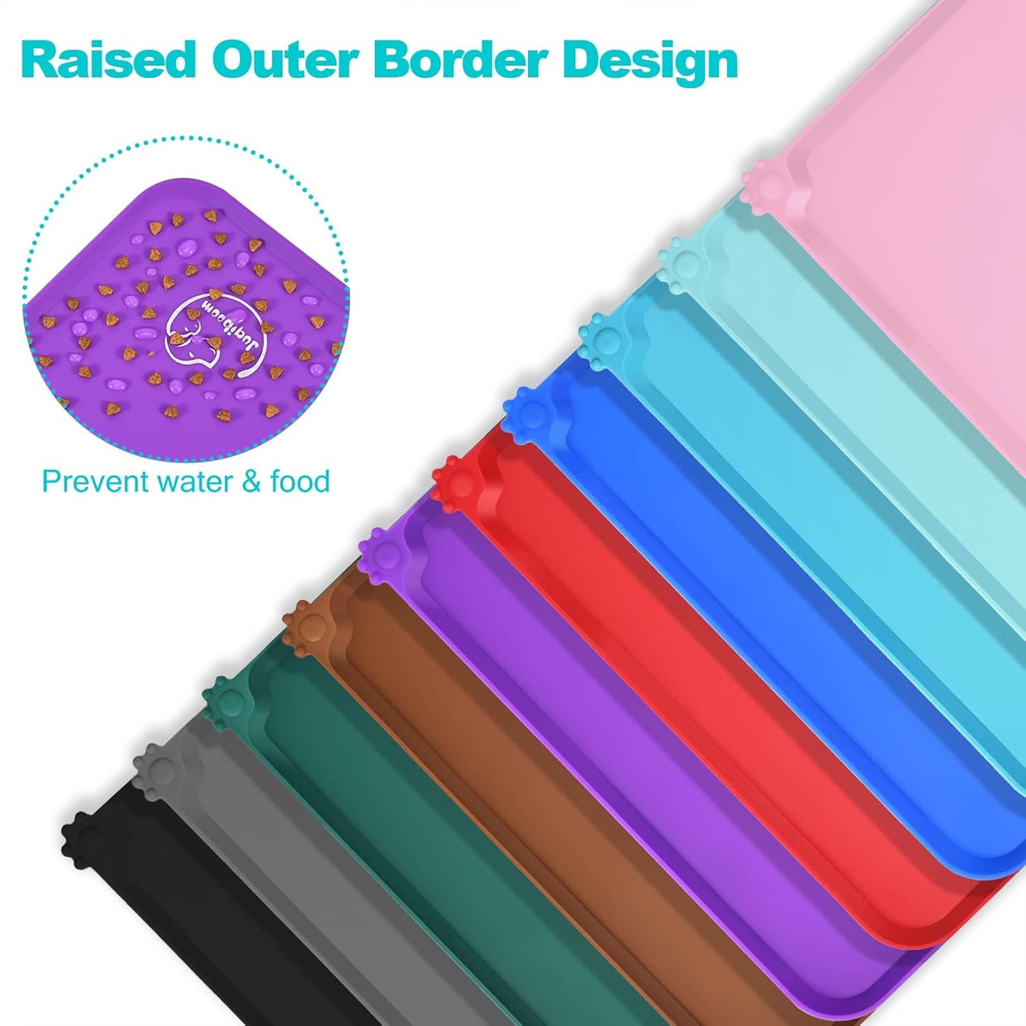Silicone Waterproof Dog Cat Pet Feeding Mats, Non Slip, Easy Clean Pet Dog Cat Bowl Mats Placemat (18.5" x 11.5") Green
