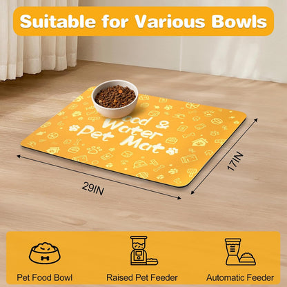 Pet Feeding Mat,Dog Cat Mat for Food and Water,Dog Bowl Waterproof Placemat with Rubber Backing,Absorbent Quick Dry Water Dispenser Mat for Pet（Dark Gray 12"×18"）