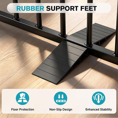 Snagle Paw Extra Wide Dog Gate,Free Standing Dog Fence with Door, Up to 104 Inch Wide Pet Gate with Support Feet for Stairs, Hallways, Doorways, Yard (Black, 4 Panels)