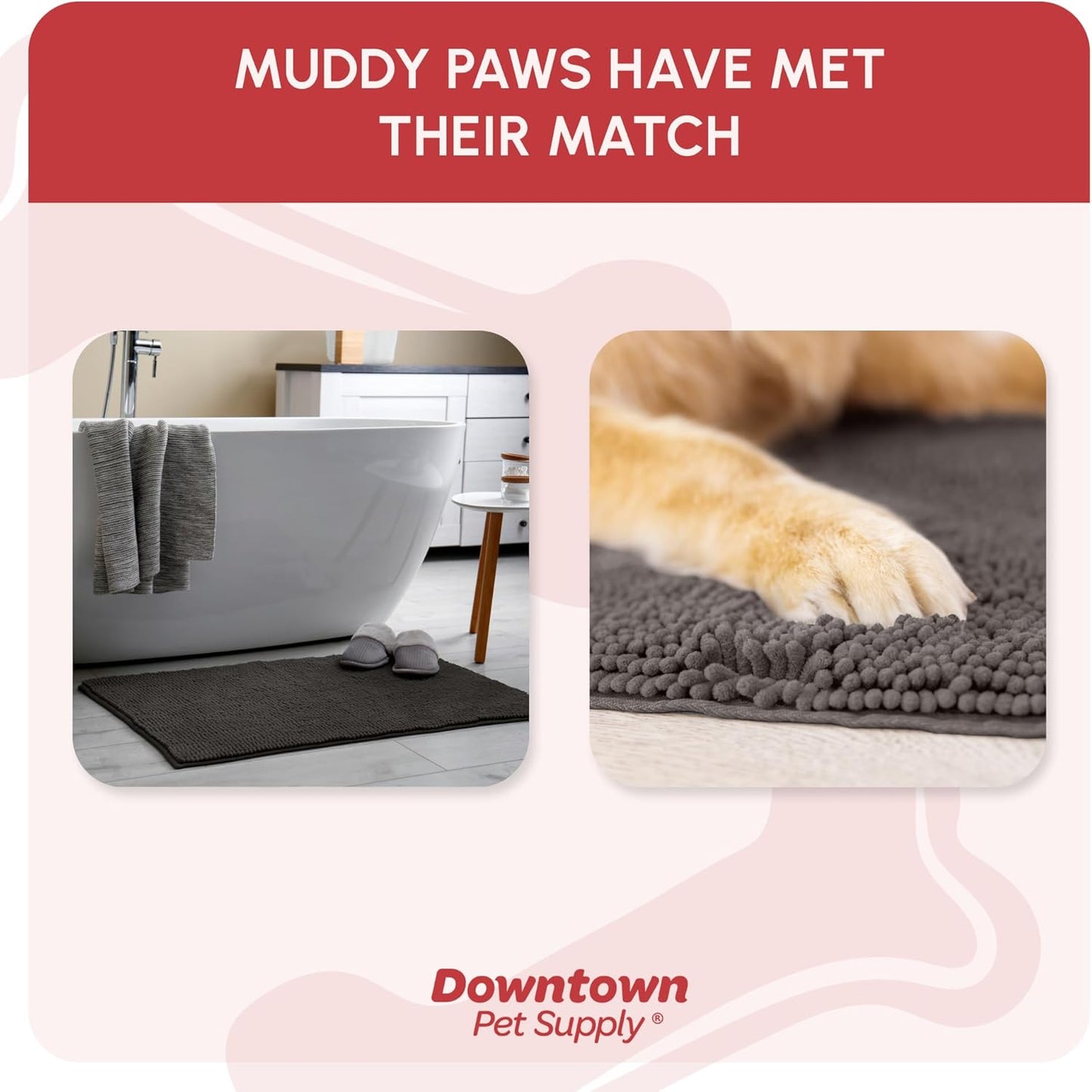 My Doggy Place Dog Mud Mat, 36"x26" Ash – Thick Microfiber Entry Rug for Snow, Mud & Salt – Absorbent, Quick-Dry, Washer-Safe & Non-Slip, Large