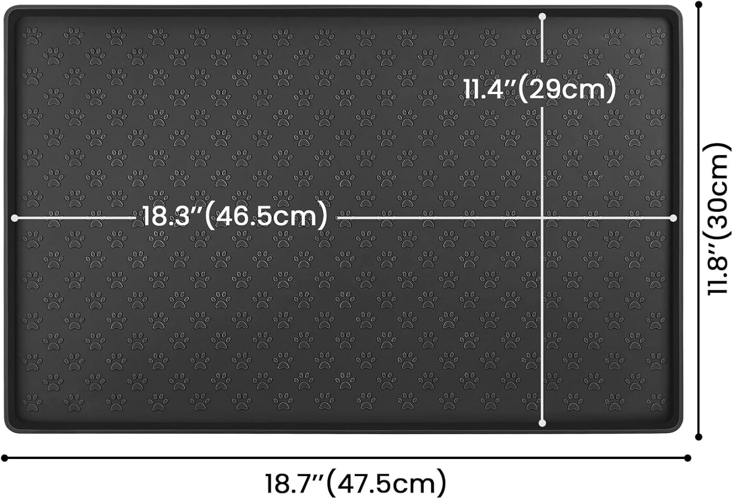 Ptlom Pet Placemat for Dog and Cat, Mat for Prevent Food and Water Overflow, Suitable for Small, Medium and Big Pet, 18" 12", Grey, Silicone