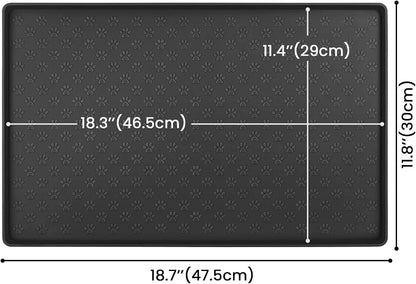 Ptlom Pet Placemat for Dog and Cat, Mat for Prevent Food and Water Overflow, Suitable for Small, Medium and Big Pet, 18" 12", Grey, Silicone