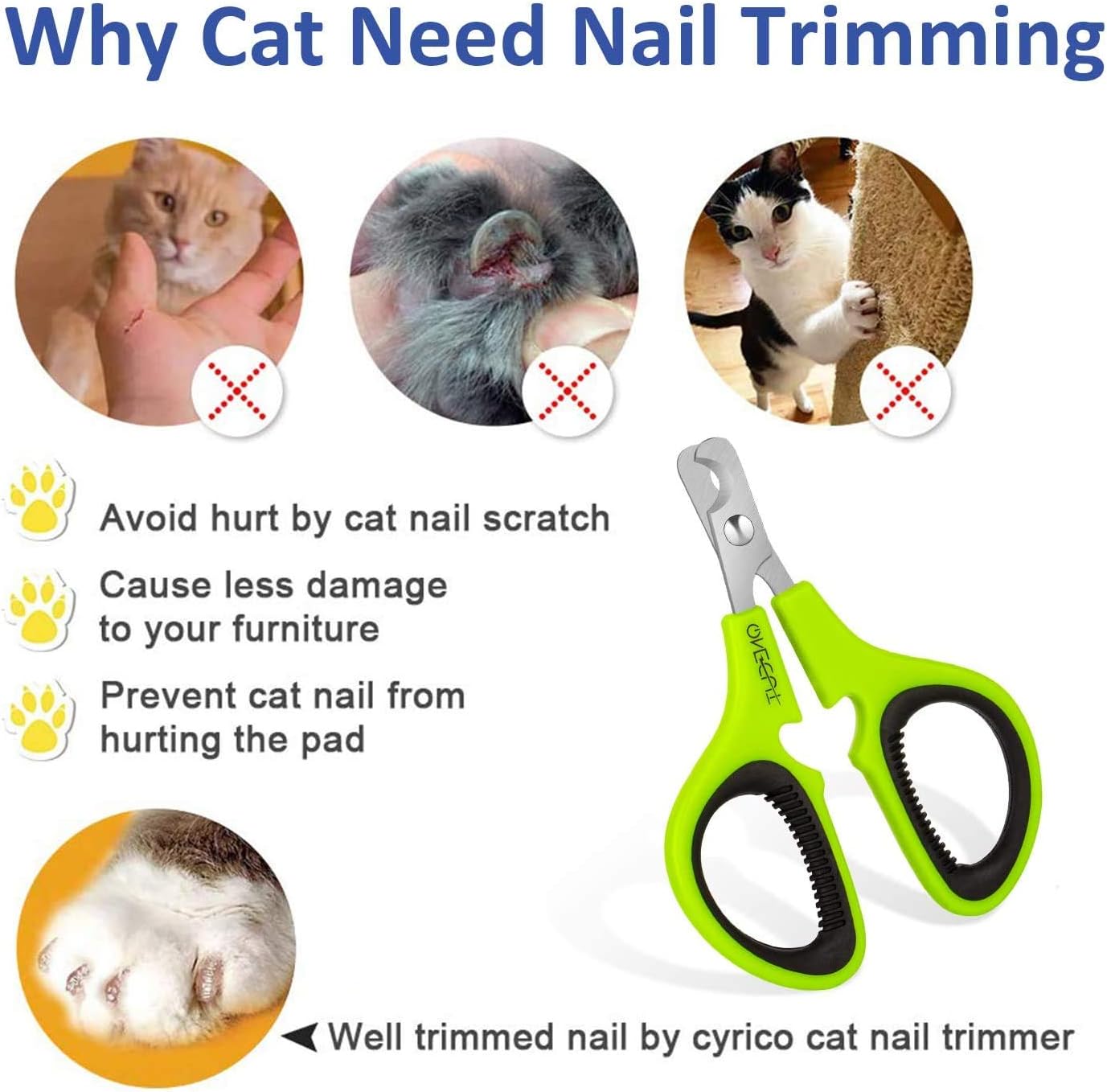 Pet Nail Clippers, Update Version Cat & Kitten Claw Nail Clippers for Trimming, Professional Pet Nail Clippers Best for a Cat, Puppy,Rabbit, Kitten & Small Dog,Sharp & Safe (Pink)