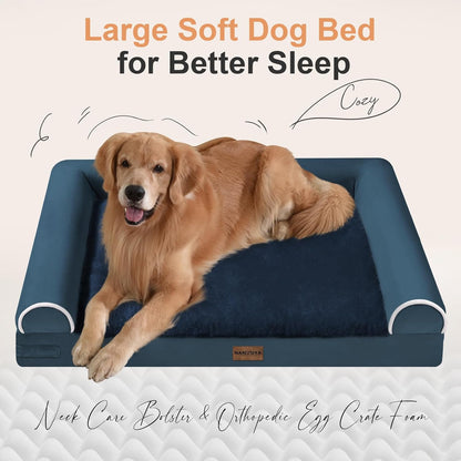 Large Dog Bed Orthopedic Washable: Beds Bolster XL Bed Large Big Dogs Memory Foam Couch Sofa Waterproof with Removable Cover