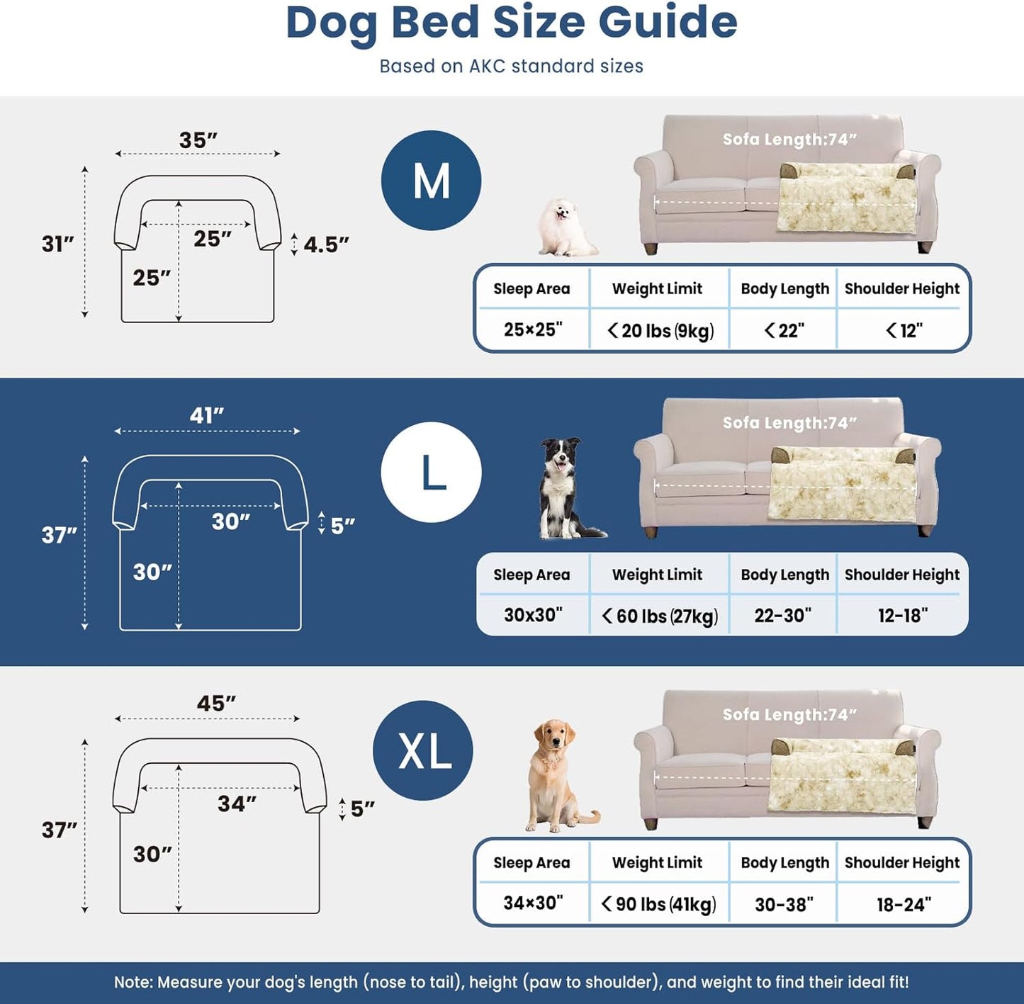 Calming Large Dog Bed for Couch, 41 x 37 inch Removable Couch Cover for Dogs Washable, Non-Slip Fluffy Plush Dog Sofa Mat for Furniture Protector - Grey