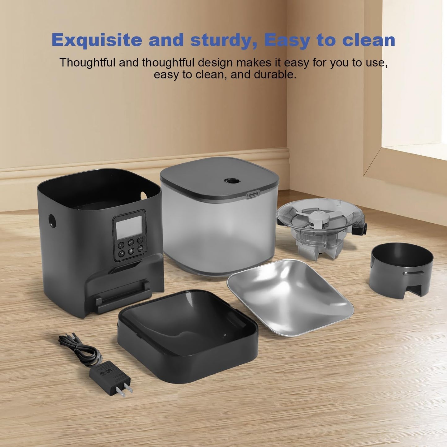 ANDOLL HOME Automatic Cat Feeder, 4L Cat Food Dispenser with 10s Voice Recorder, Pet Feeder up to 8 Meals per Day, Timed Dog Feeder with Dry Food Sealed Ring