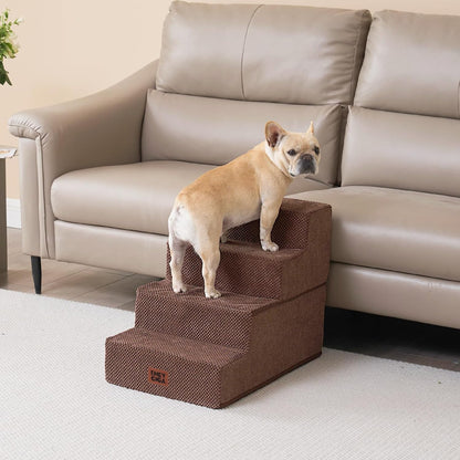EHEYCIGA Dog Stairs for High Bed 22.5" H, 5-Step Dog Steps for Bed, Pet Steps for Small Dogs and Cats, Non-Slip Balanced Pet Ramp Indoor, Grey