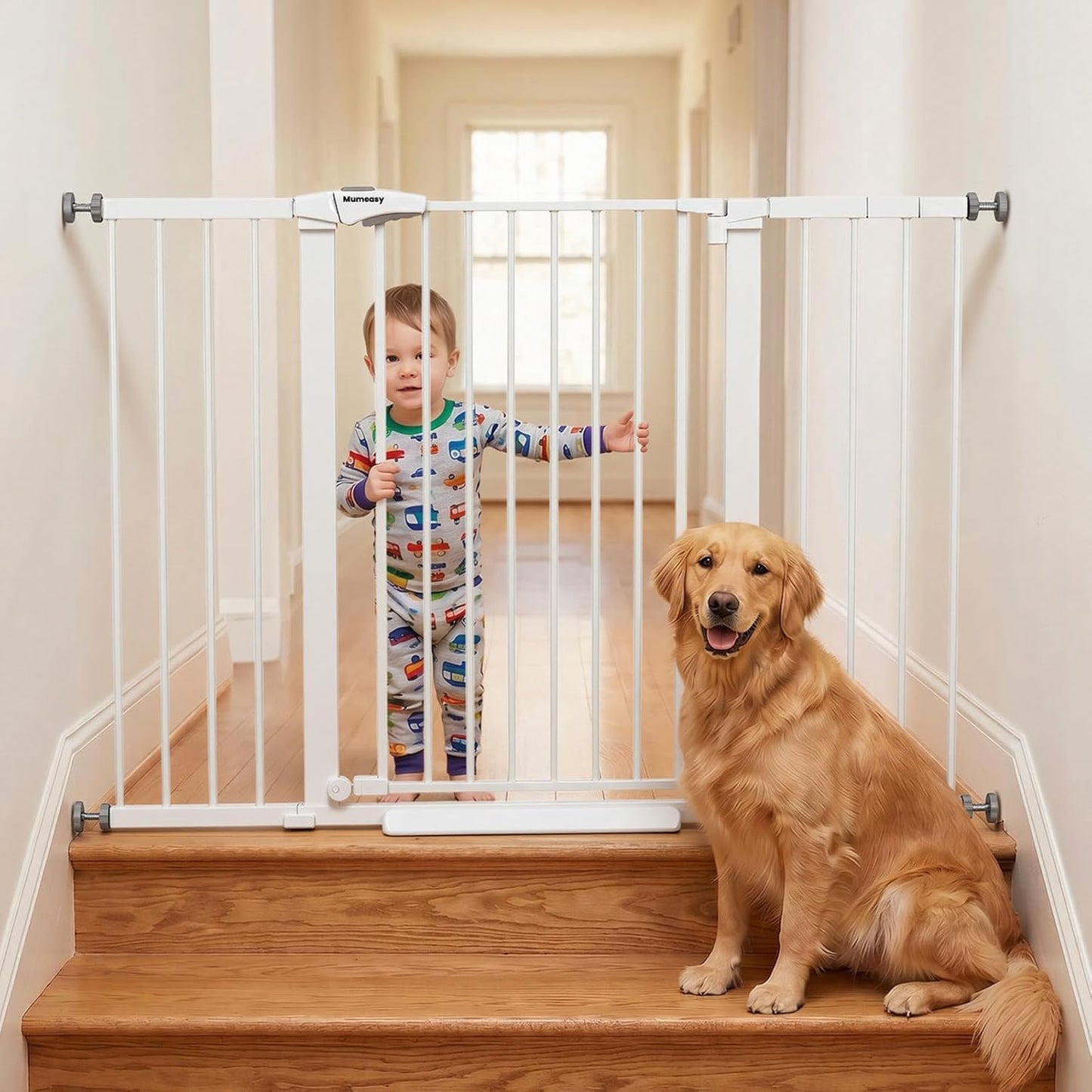 Mumeasy 36" High Extra Tall Dog Gate, 29.6"-40.5" Wide Pressure Mounted Tall Baby Gate for Dog, Auto Close Pet Gate with Door for Stairs,Doorways,House,Black
