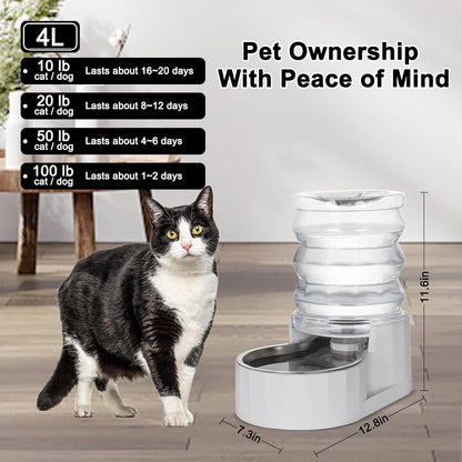 RIZZARI 8L Elevated Pet Water Dispenser – Stainless Steel Gravity Waterer with Auto-Refill Design for Medium and Large Dogs & Senior Pets -Comfortable Drinking Height for Living Rooms,Multi-Pet Homes