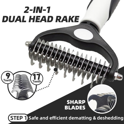 Dog Brush for Shedding,7 PCS Pet Grooming Brush Kit to De-fur & Hair Slicker Deshedding Brushes with Undercoat Rake Comb Bath Brush&Nail Clipper for Grooming Short Long Haired Dogs Cats Blue