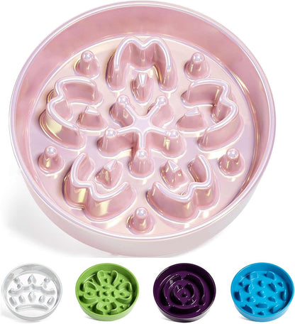 LE TAUCI Dog Bowls Slow Feeder Ceramic, 1.5 Cup Slow Feeding Bowl for Small and Medium Breed, Puzzle Dog Food Bowl for Fast Eater, Maze Purple