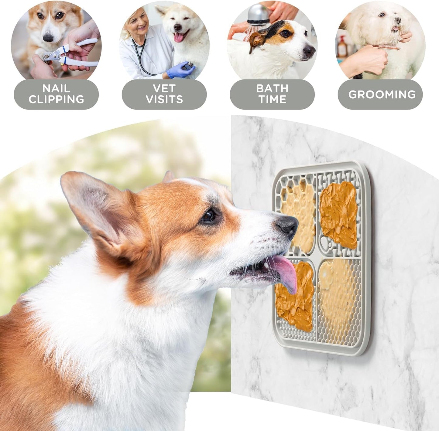 Dog Lick Mat, 3Pack Dog Slow Feeder, Non-Slip Design Lick Mat for Dogs and Cats, Boredom and Anxiety Reducer,Suitable for Treats, Yogurt, Peanut Butter (Grey+Black+SkyBlue)