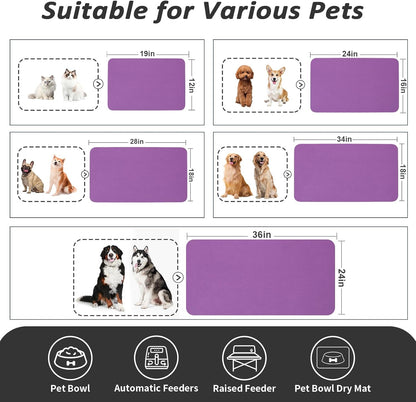 HotLive Dog Food Mat - Absorbent Cat Mat for Food and Water, No Stains Pet Feeding Bowl Mat, Easy to Clean Pet Placemats, Quick Dry Dog Water Dispenser Mat for Messy Drinkers | Paw Dark Grey 12"x 19"