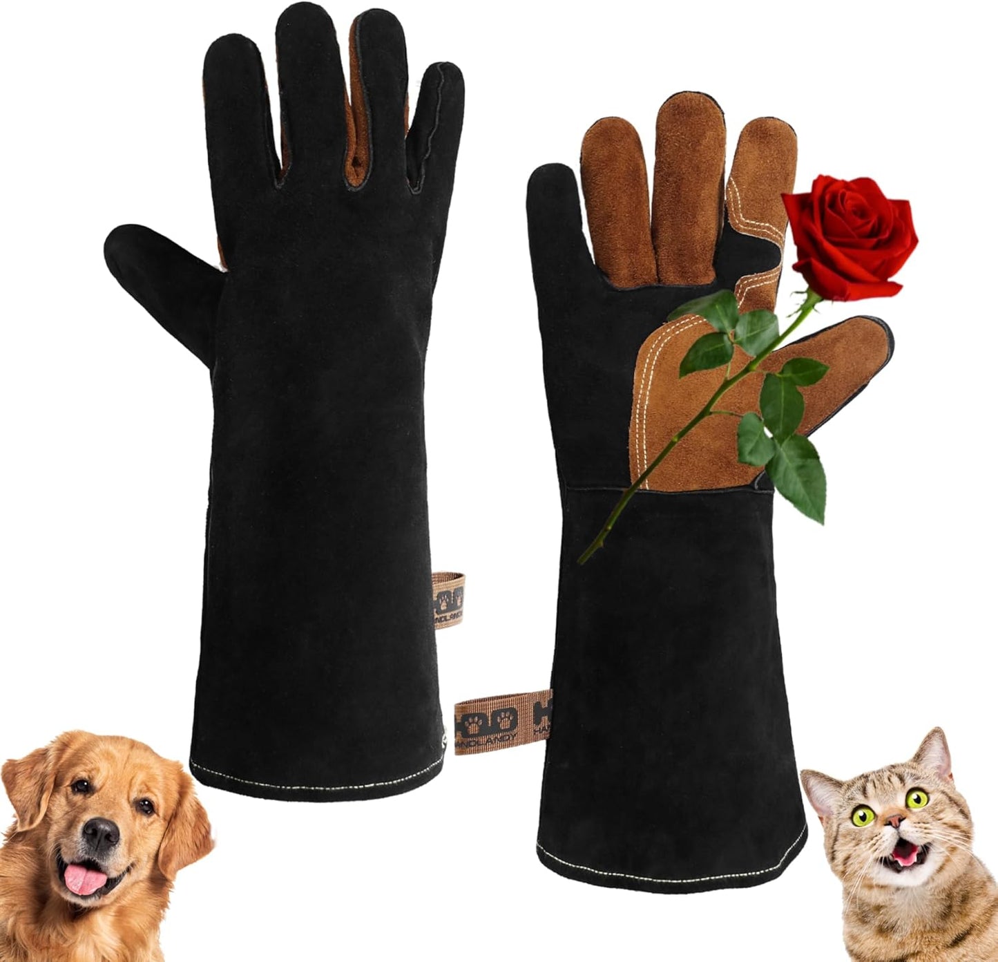 HANDLANDY Animal Handling Gloves, Bite-Proof, Scratch-Resistant, Pet Gloves for Dogs, Cats, Falconry, Gardening